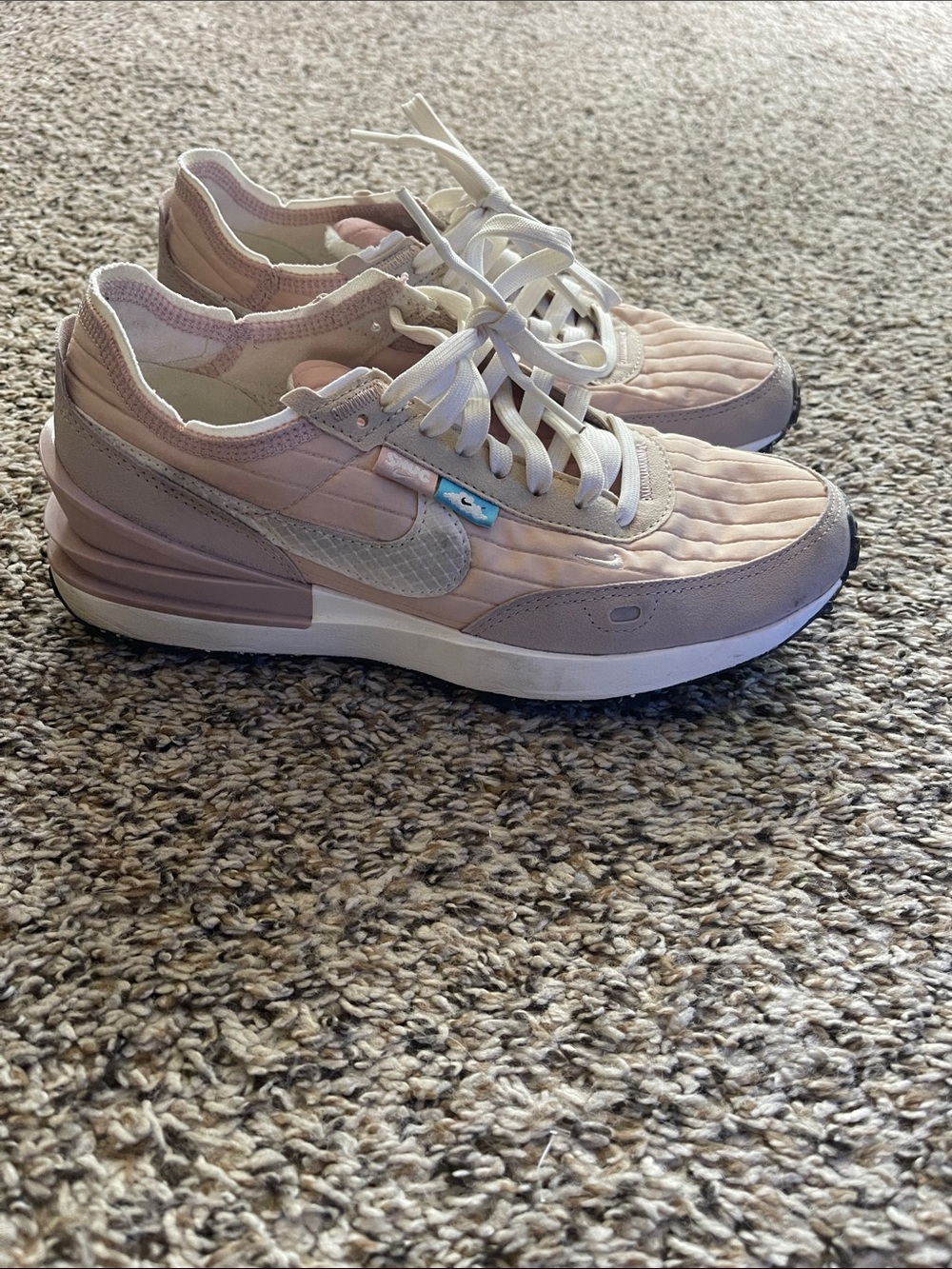 Nike Women's Light Pink Quilted Lace-Up Sneakers